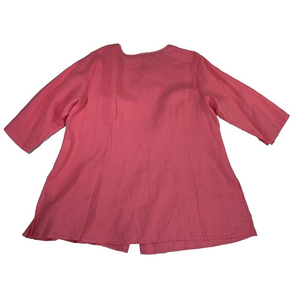 Eileen Fisher Linen Button Up Tunic Shirt Women's Sz 1X Coral Sequin MSRP $208 - Picture 13 of 16
